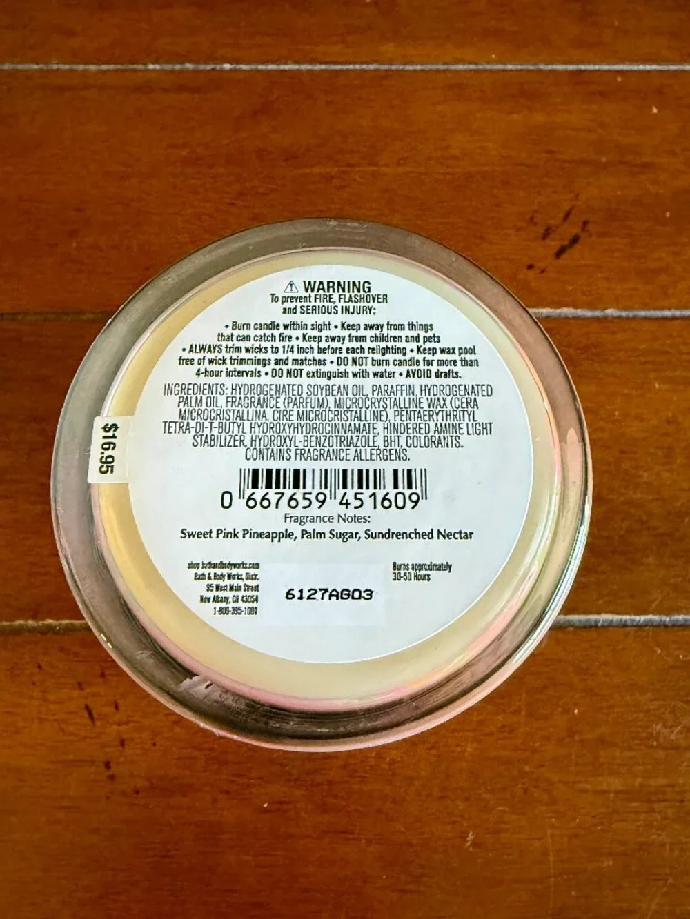 NEW PINK PINEAPPLE SUNRISE Single Wick Candle Bath & Body Works - Picture 3 of 3